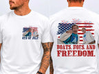 Funny Patriotic Boating Freedom Graphic T-Shirt for Fourth of July Parties