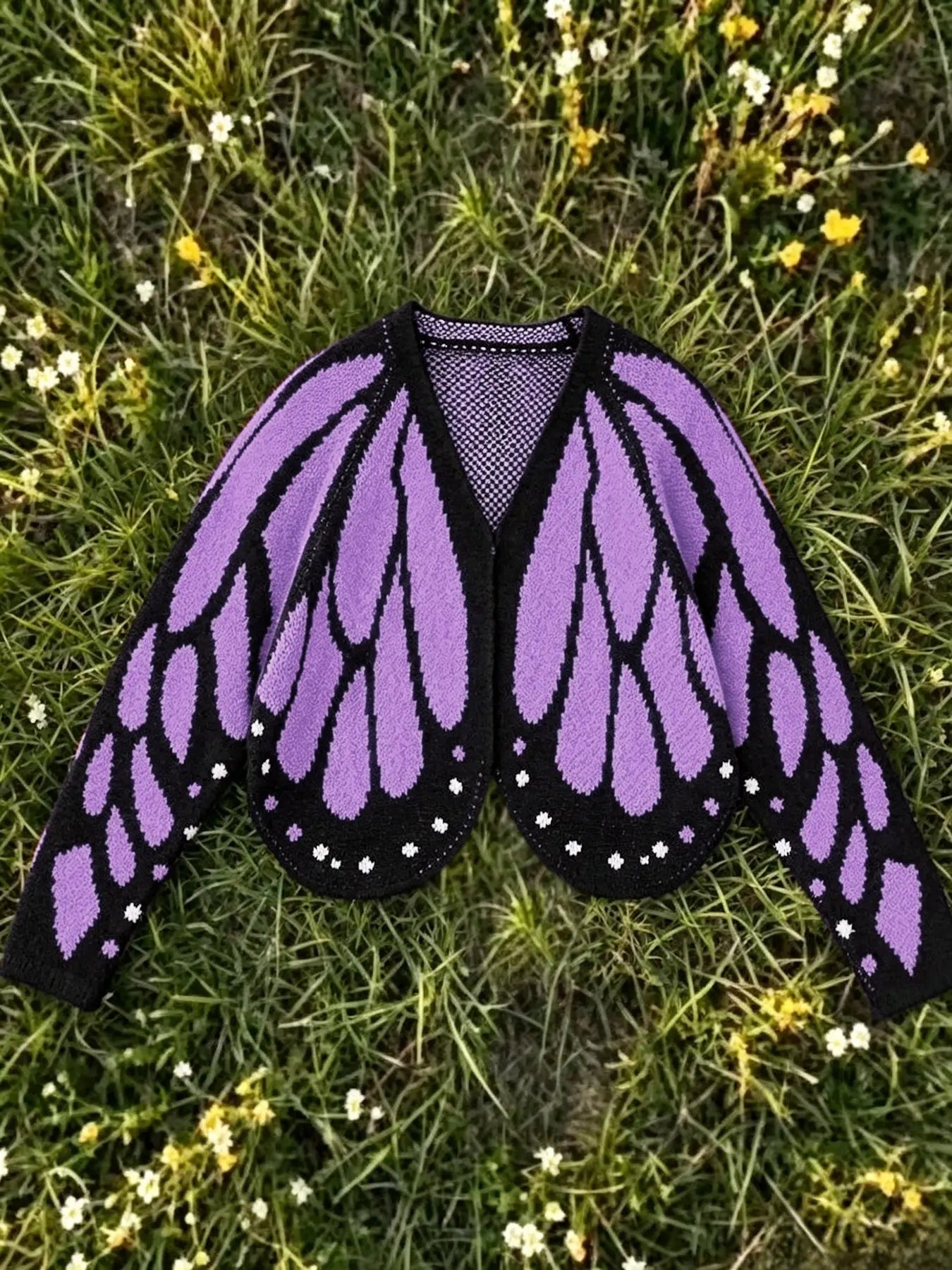 Monarch Butterfly Wings Knit Cardigan for Vacation and Festival Outfits