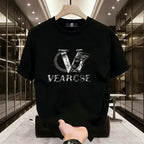 Liquid Chrome Elegance: Modern Baroque "VEARCSE" 3D Chrome Graphic Tee
