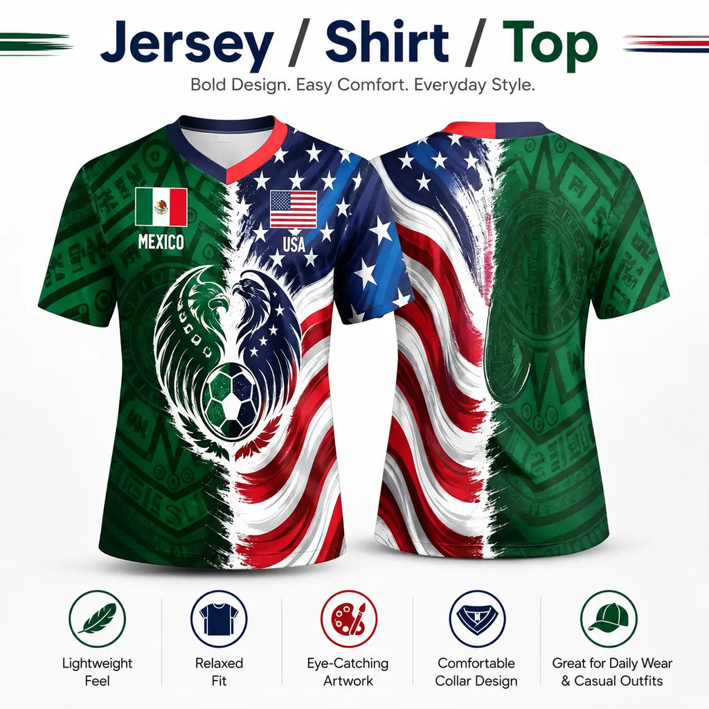 Mexico USA Dual Heritage Soccer Jersey for Game Day Fans