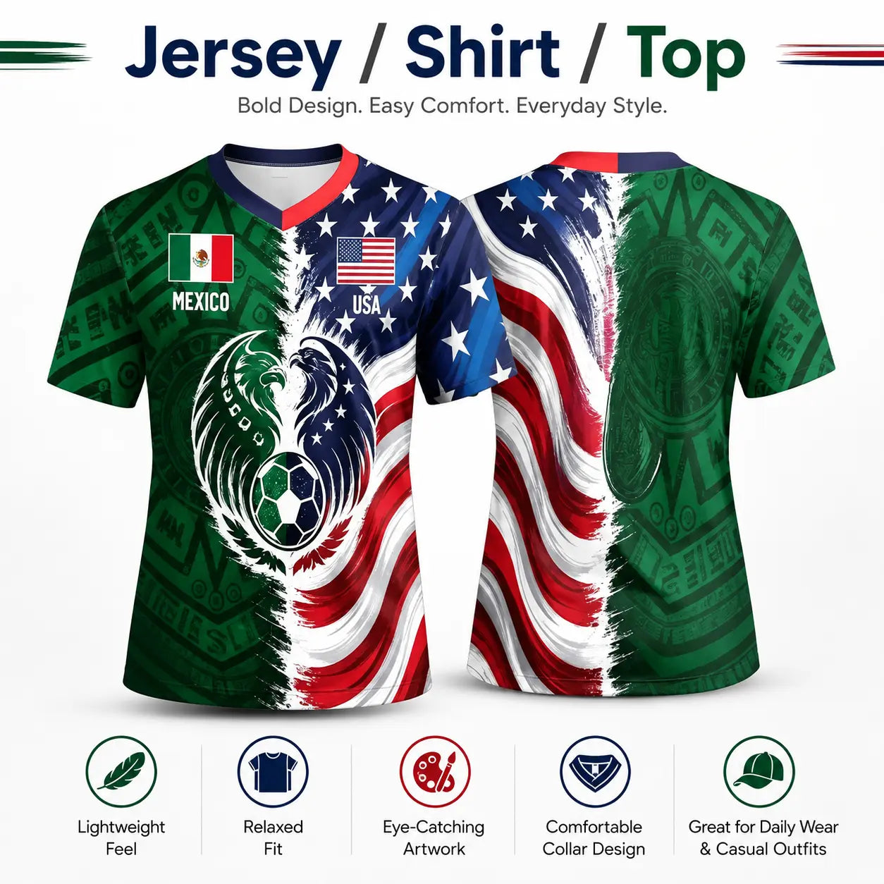 Mexico USA Dual Heritage Soccer Jersey for Game Day Fans