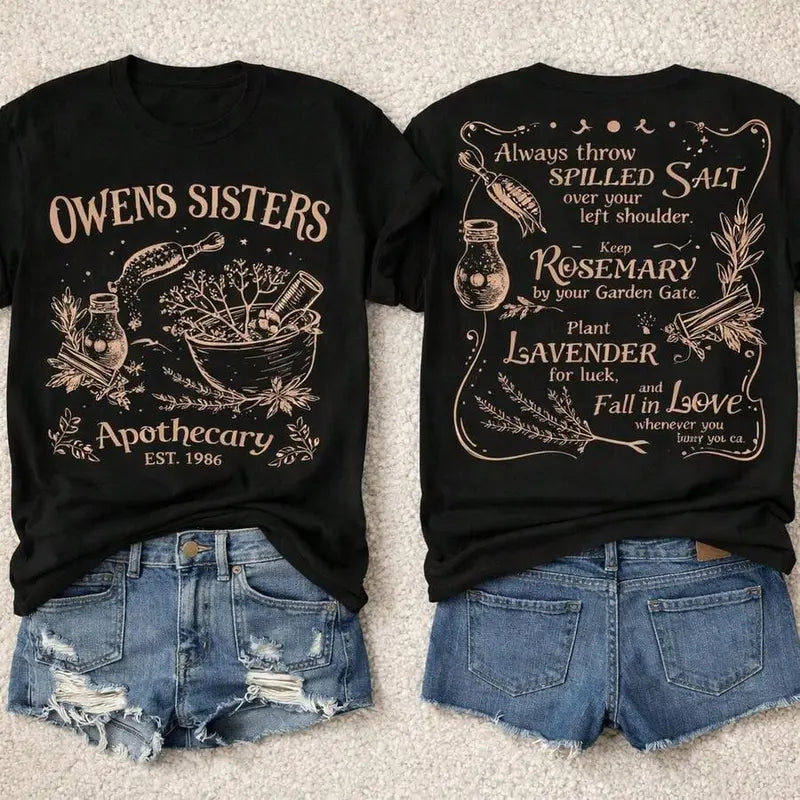 Witchy Apothecary Herb Graphic Tee for Halloween Casual Cottagecore Streetwear Style