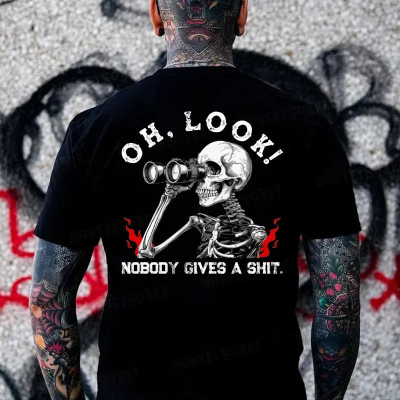 Peak Sarcasm: Monkeysober "Nobody Gives A Shit" Skeleton Tee
