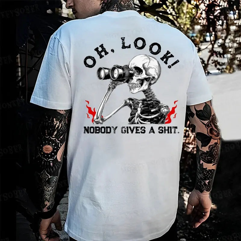 Peak Sarcasm: Monkeysober "Nobody Gives A Shit" Skeleton Tee