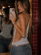 Backless Chain Halter Camisole Top for Y2K Party Outfits