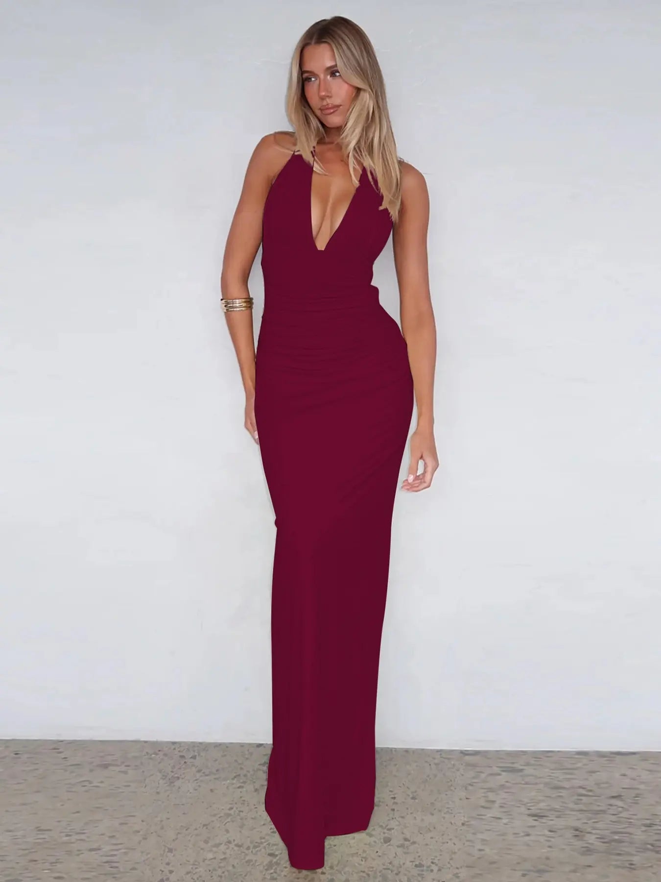 Backless Halter Neck Bodycon Maxi Dress for Party and Date Night