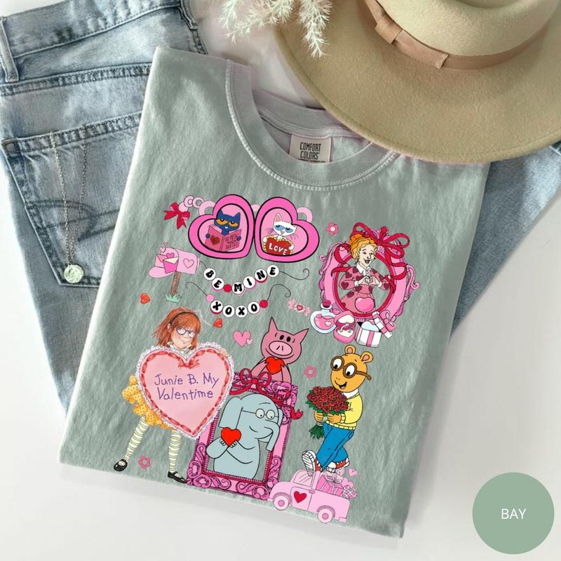 Library & Teacher Valentine Shirt: Coquette Book Characters Tee