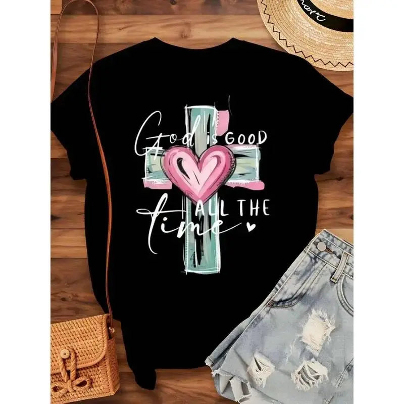 God Is Good Christian Graphic Tee for Women’s Faith Based Casual Outfits