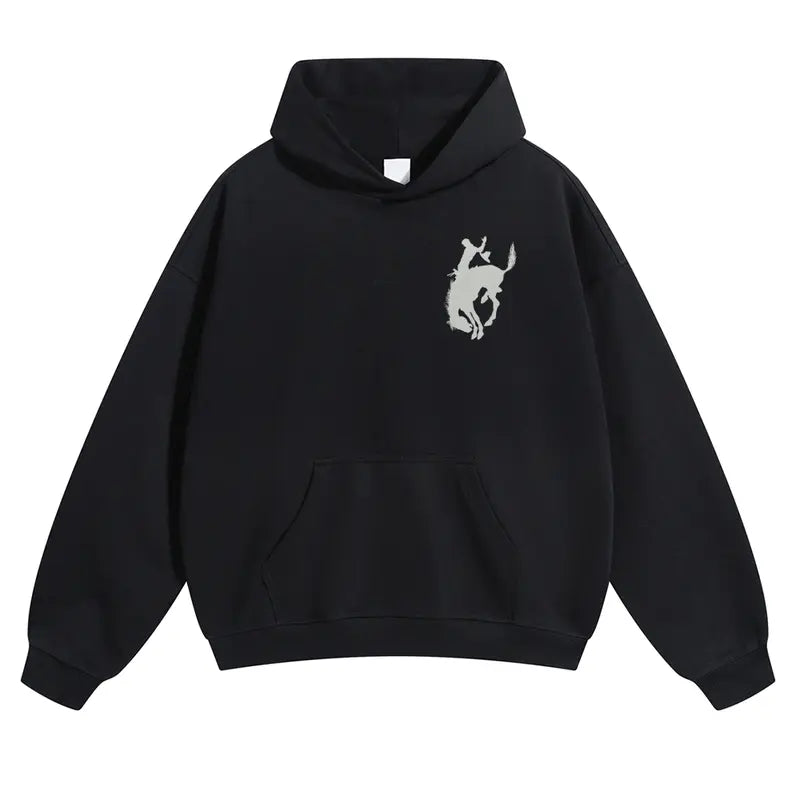 Western Rodeo Graphic Hoodie for Cowboy Streetwear and Casual Outdoor Outfits