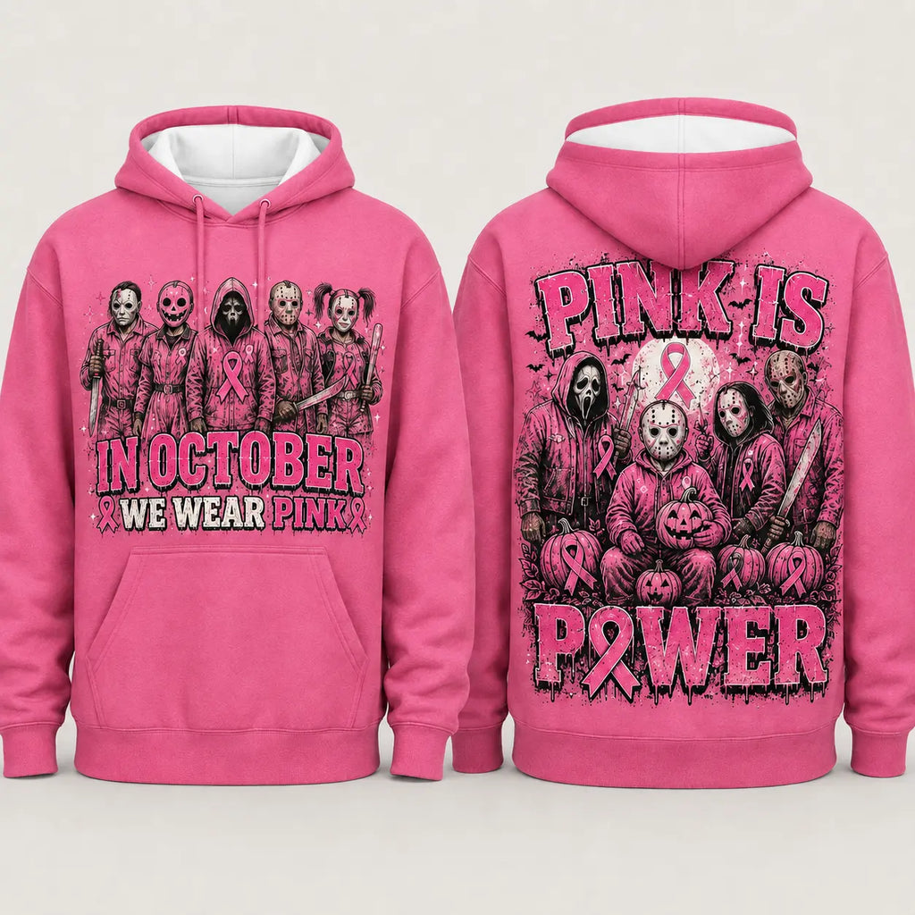 October Awareness Horror Hoodie with Ribbon Graphic for Spooky Season Support