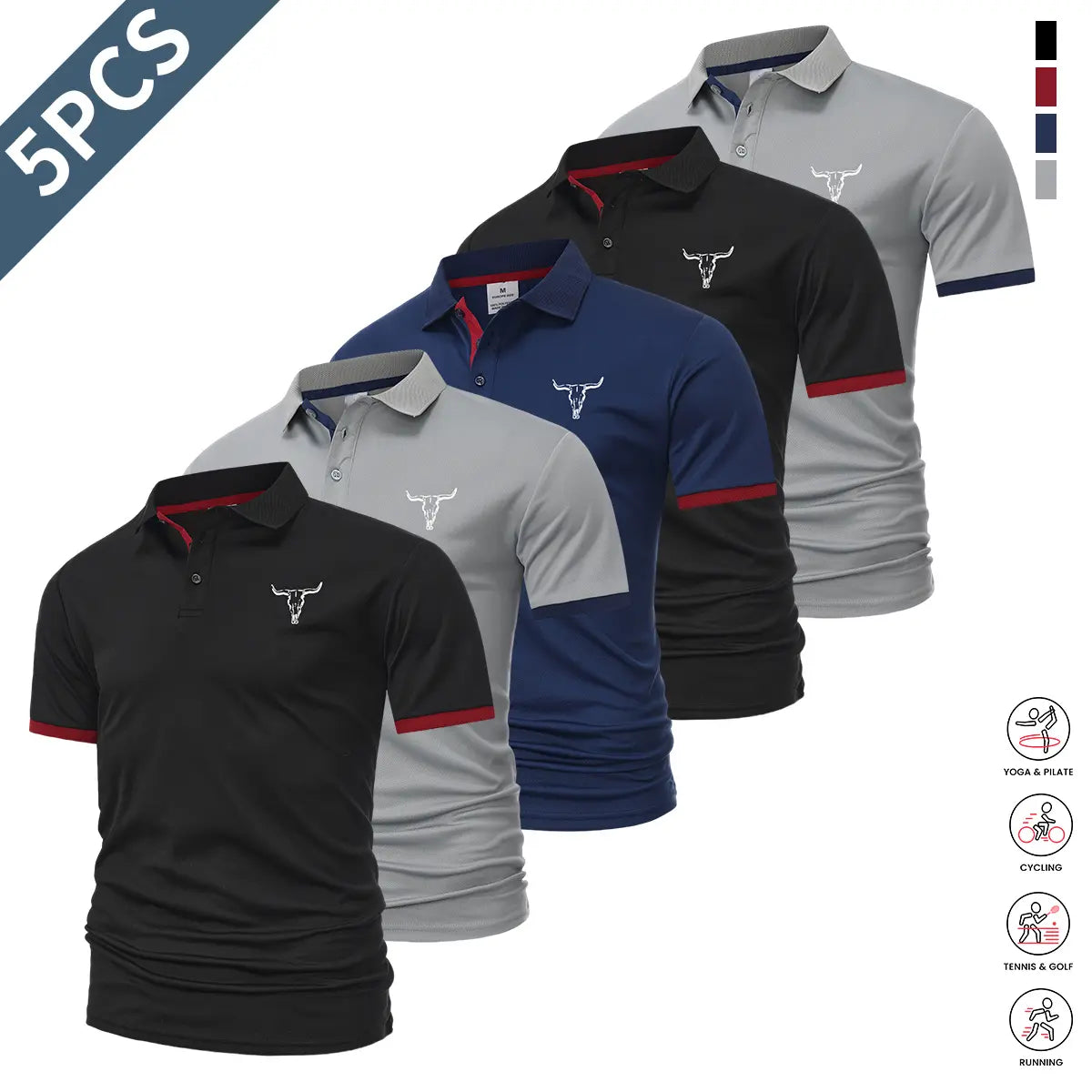 Men's Quick Dry Polo Shirt Set with Sporty Casual Style for Golf and Travel