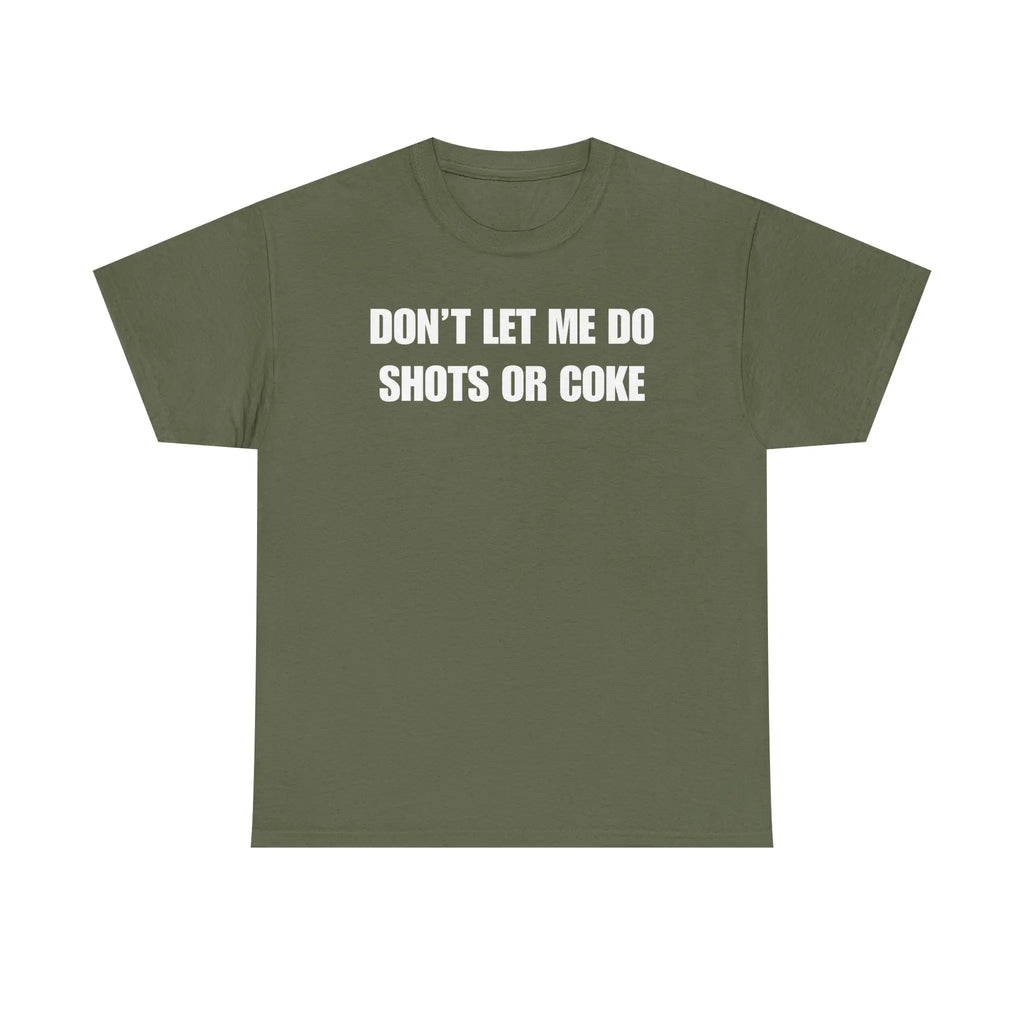 The Party Warning Label: "Shots or Coke" Sarcastic Heavy Cotton Tee