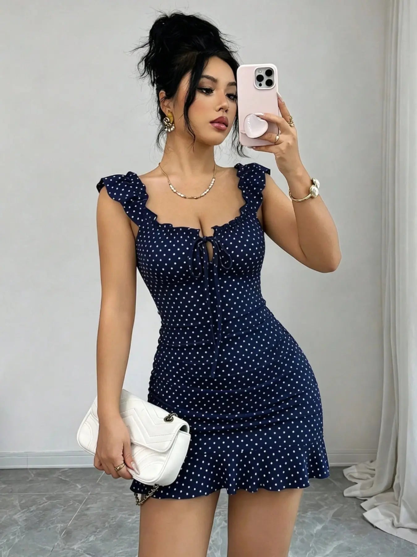 Red Polka Dot Ruffle Mini Dress for Date Nights and Summer Outfits