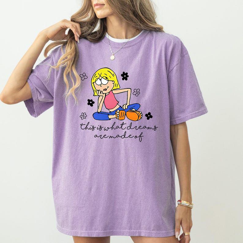 MadFits Washed Lilac What Dreams Are Made Of Y2K Retro Tee Lifestyle Front View