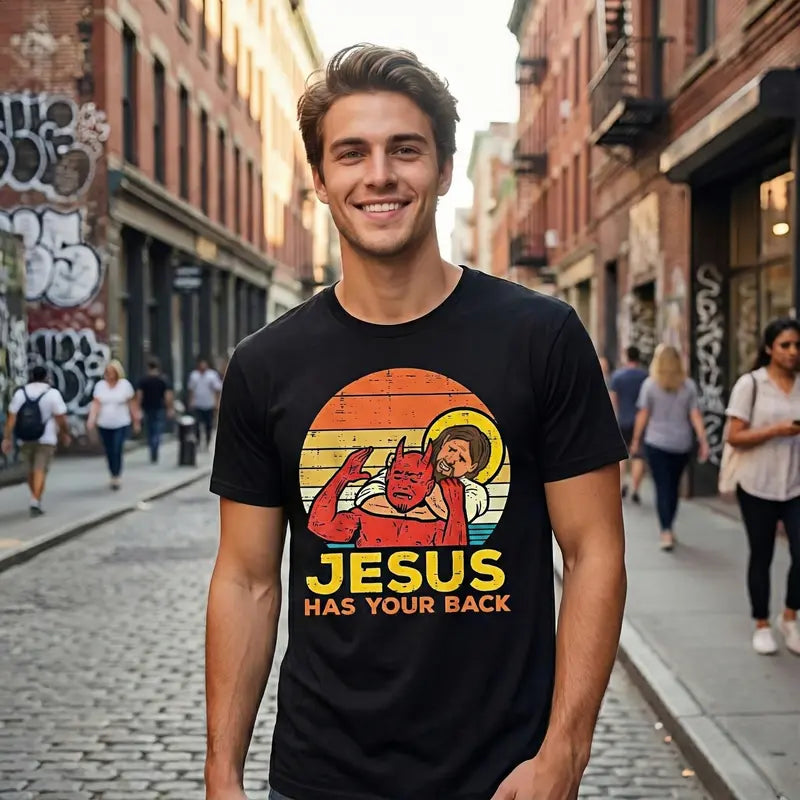 "Jesus Has Your Back" Retro Jiu-Jitsu Submission Christian Graphic Tee