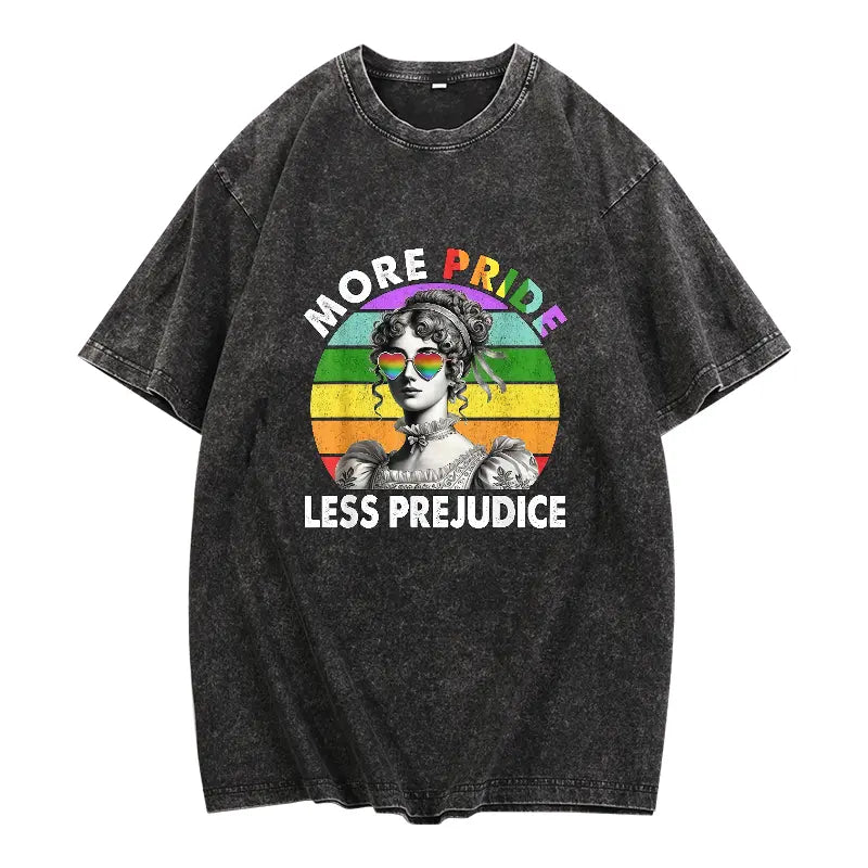 More Pride Less Prejudice Rainbow Pride Month Graphic Cotton T-Shirt