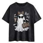 Boo Jee Ghost Graphic Tee with Coffee Theme for Cute Halloween Streetwear