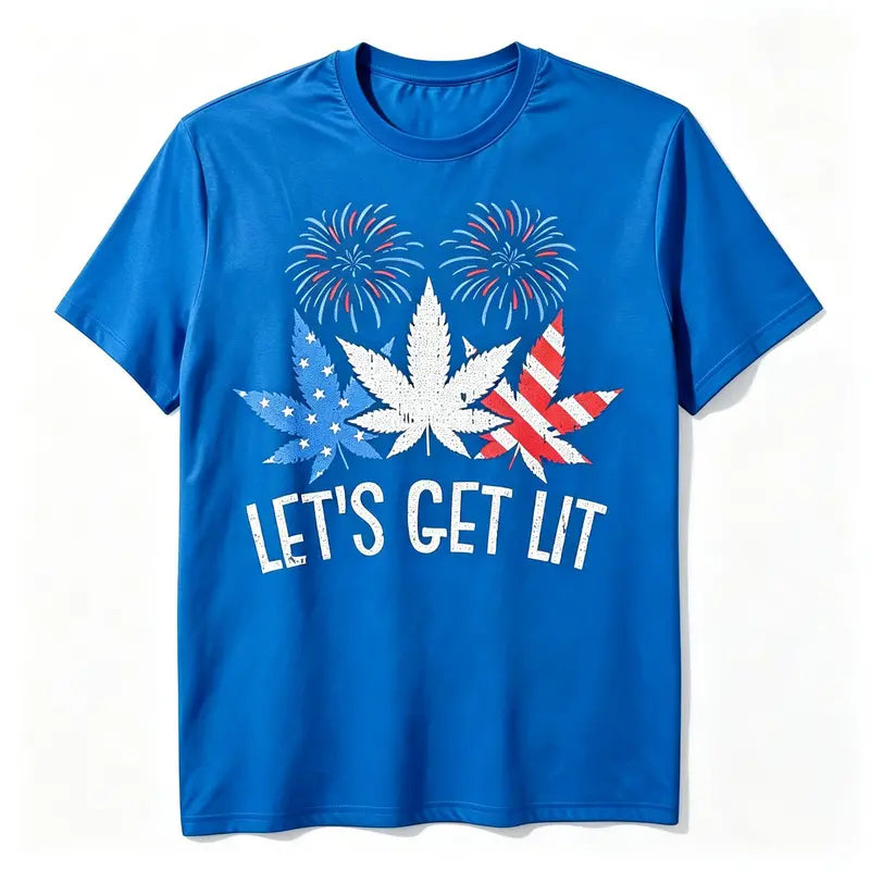 Let’s Get Lit Funny Fourth of July Graphic T-Shirt for Summer Parties