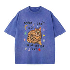 Vintage Cat Graphic T-Shirt with Cozy Introvert Quote for Casual Everyday Streetwear