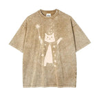 Vintage Wizard Cat Graphic T-Shirt for Magical Streetwear Lovers and Casual Everyday Style