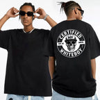 MadFits Black Certified Whiteboy Skull Tee Front and Back Model View
