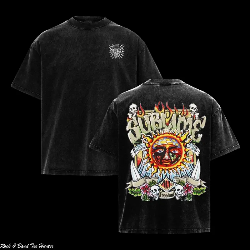 Retro Urban Legends: Sublime Sun & Skull Vintage Wash Graphic Tee