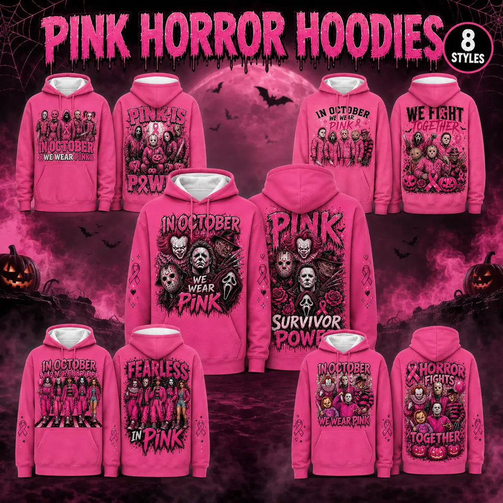 October Awareness Horror Hoodie with Ribbon Graphic for Spooky Season Support