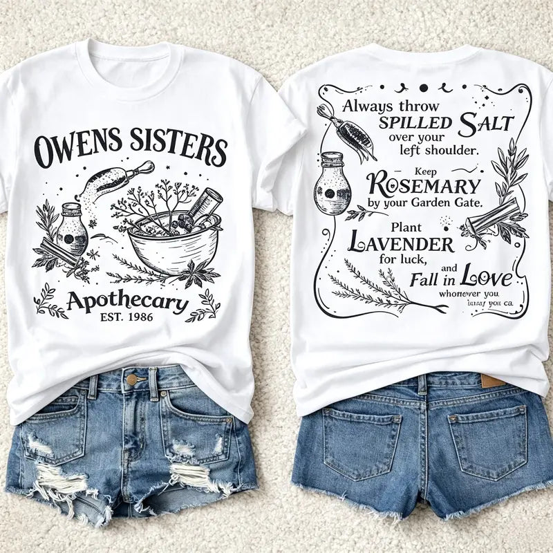 Witchy Apothecary Herb Graphic Tee for Halloween Casual Cottagecore Streetwear Style