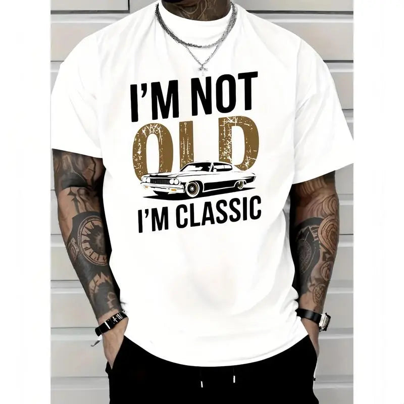 "I'm Not Old, I'm Classic" Vintage Muscle Car Graphic Tee - Timeless Birthday Gift for Him