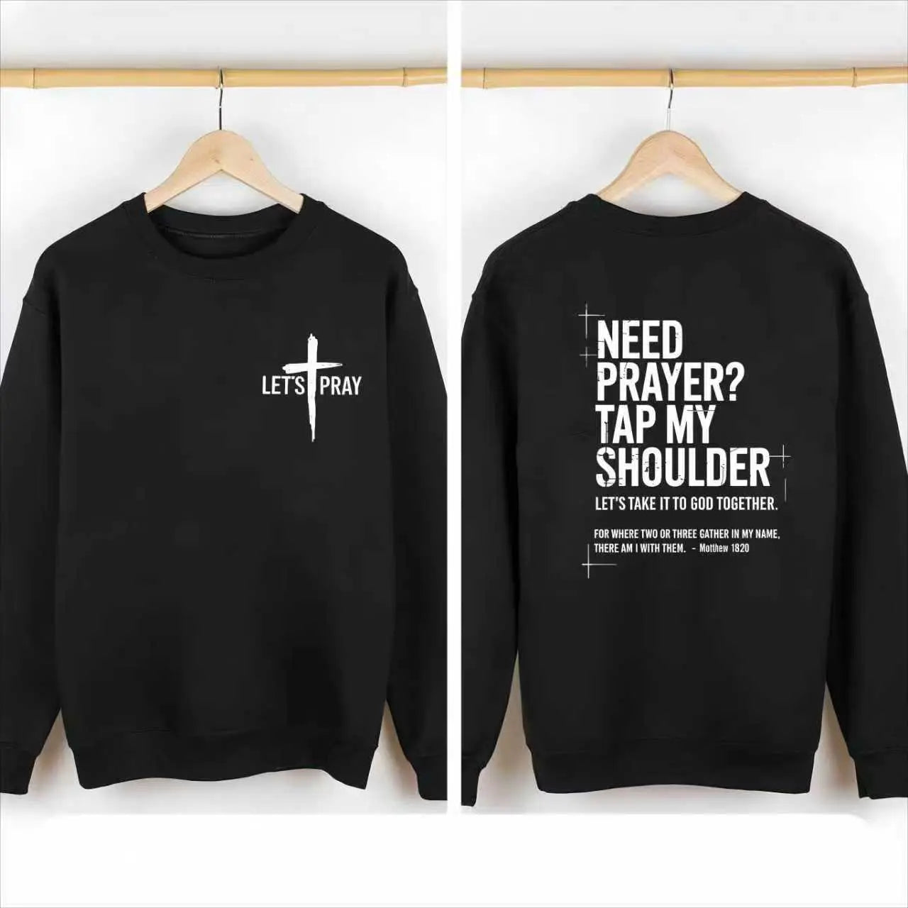 "Need Prayer? Tap My Shoulder" Inspirational Christian Graphic Tee - Matthew 18:20 Bible Verse Streetwear