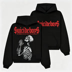 Oversized Skeleton Prayer Graphic Hoodie for Gothic Streetwear and Casual Winter Outfits