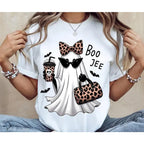 Boo Jee Ghost Graphic Tee with Coffee Theme for Cute Halloween Streetwear