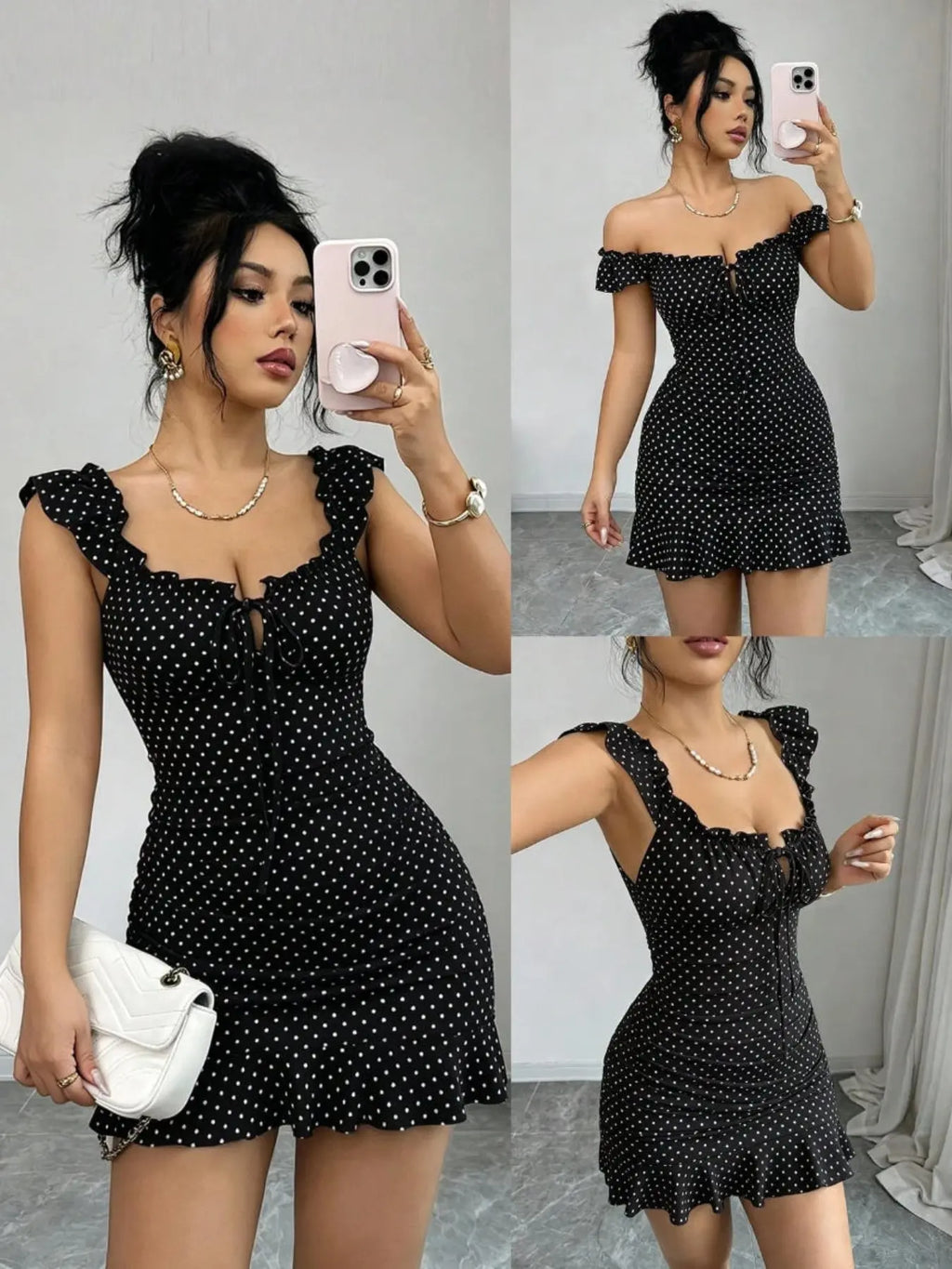 Red Polka Dot Ruffle Mini Dress for Date Nights and Summer Outfits