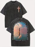 Through Deep Waters: Isaiah 43:2 Vintage Washed Oversized Streetwear Graphic Tee