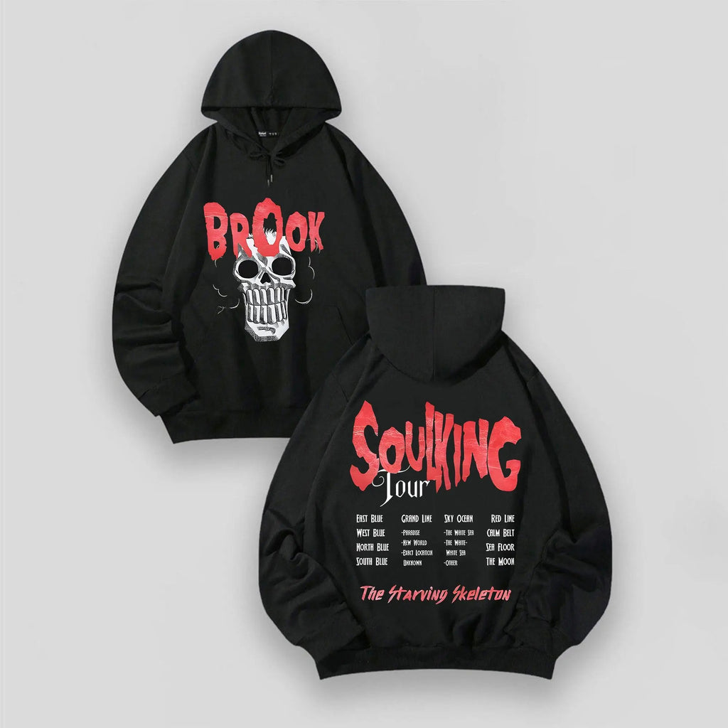 The Starving Skeleton: Brook "SoulKing Tour" Vintage Washed Anime Graphic Tee