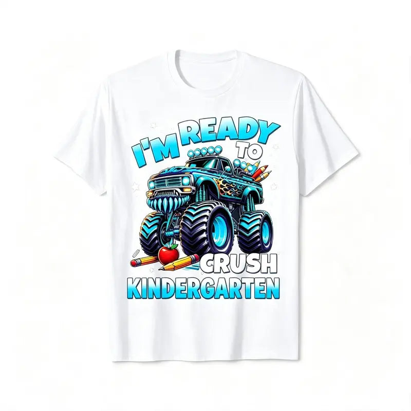 I'm Ready To Crush Kindergarten Monster Truck Graphic T-Shirt for Kids