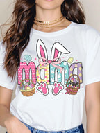 "Easter Bunny Mama" Colorful Spring Graphic Tee - Whimsical Festive Holiday Mom Shirt