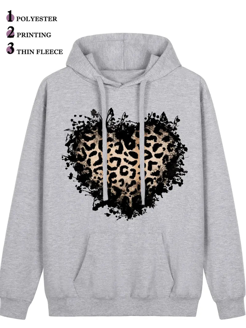 Distressed Leopard Heart Hoodie for Western Streetwear and Cozy Casual Outfits