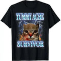 Funny Tummy Ache Survivor Cat Meme Tee for Pet Lovers and Humor Fans