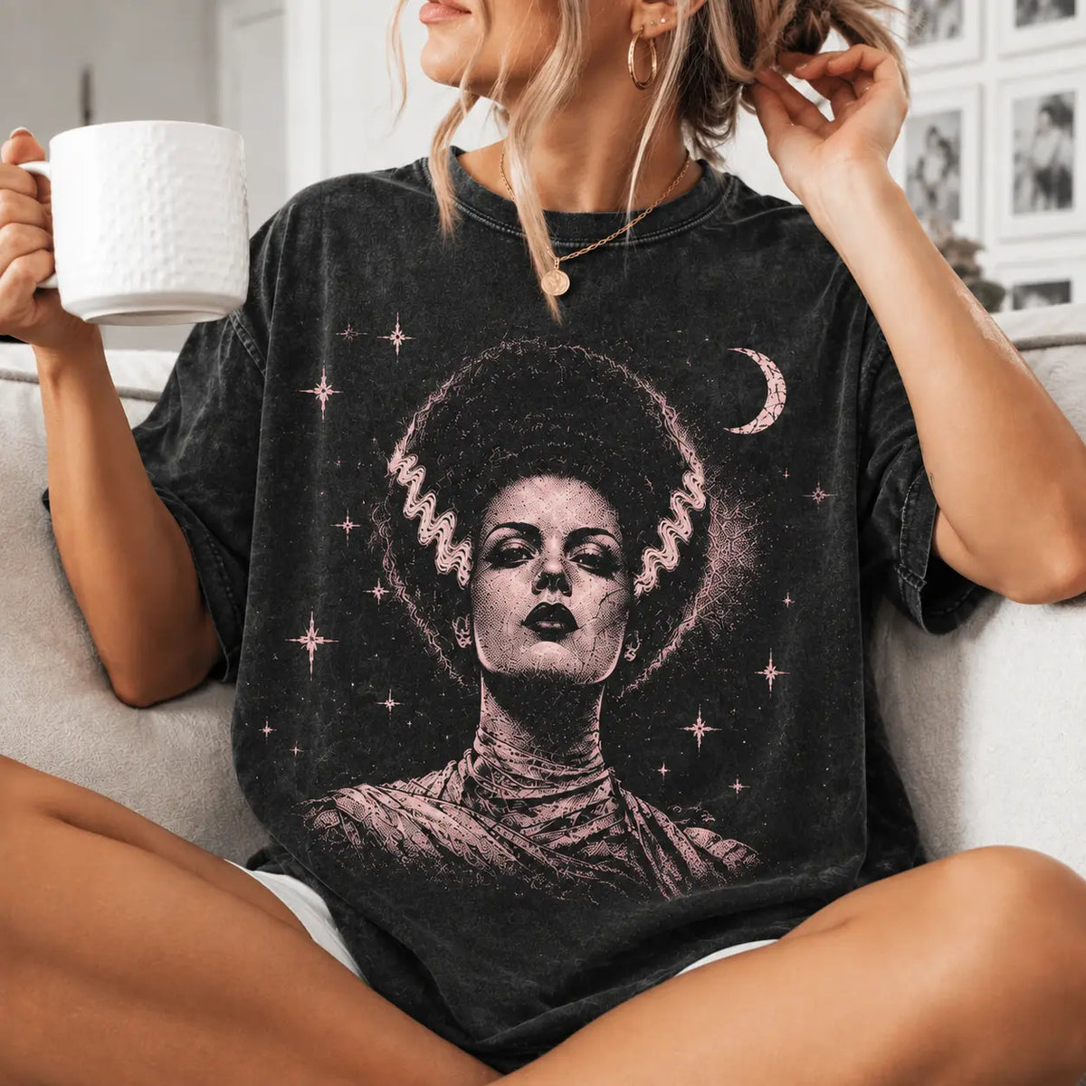 Retro Spooky Monster Couple Graphic Tee for Halloween Horror Lover Outfits