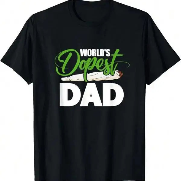 World's Dopest Dad Funny Father's Day Graphic Cotton T-Shirt