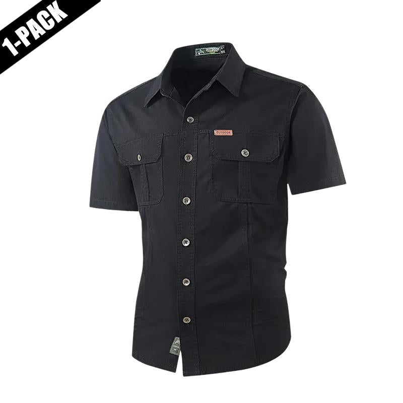 2-pack: summer outdoor casual short-sleeve work shirt with multiple pockets, lightweight design