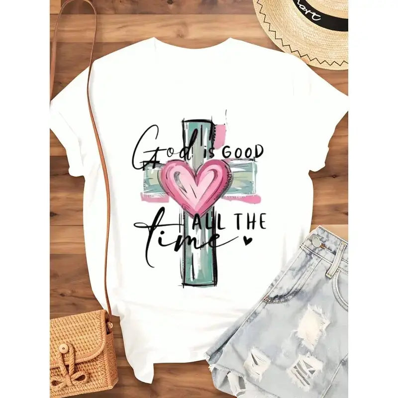God Is Good Christian Graphic Tee for Women’s Faith Based Casual Outfits
