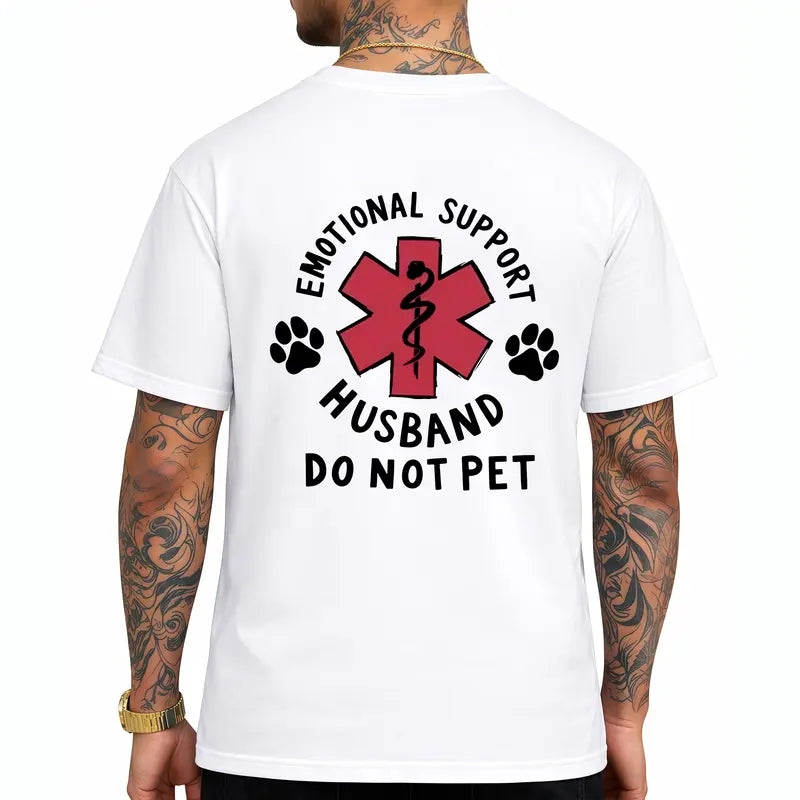 Funny Emotional Support Husband Graphic T-Shirt with Unique Couple Humor Style