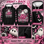 October Awareness Ribbon Horror Hoodie for Spooky Season Support and Fall Outfits