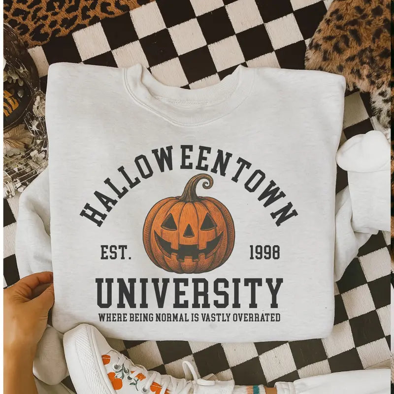 Halloween Town University Pumpkin Sweatshirt for Cozy Spooky Season Style