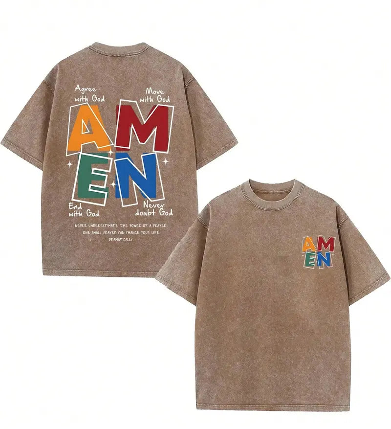 Move With God: "AMEN" Acronym Heavyweight Vintage Streetwear Graphic Tee