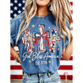 Patriot Heritage: Vintage USA 250th Anniversary "God Bless America" Washed Tee