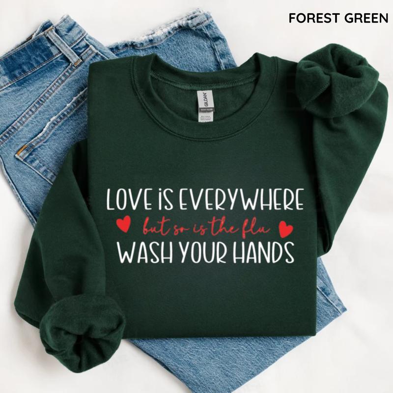 "Love & Flu" Funny School Nurse Sweatshirt | Teacher Valentine Crewneck