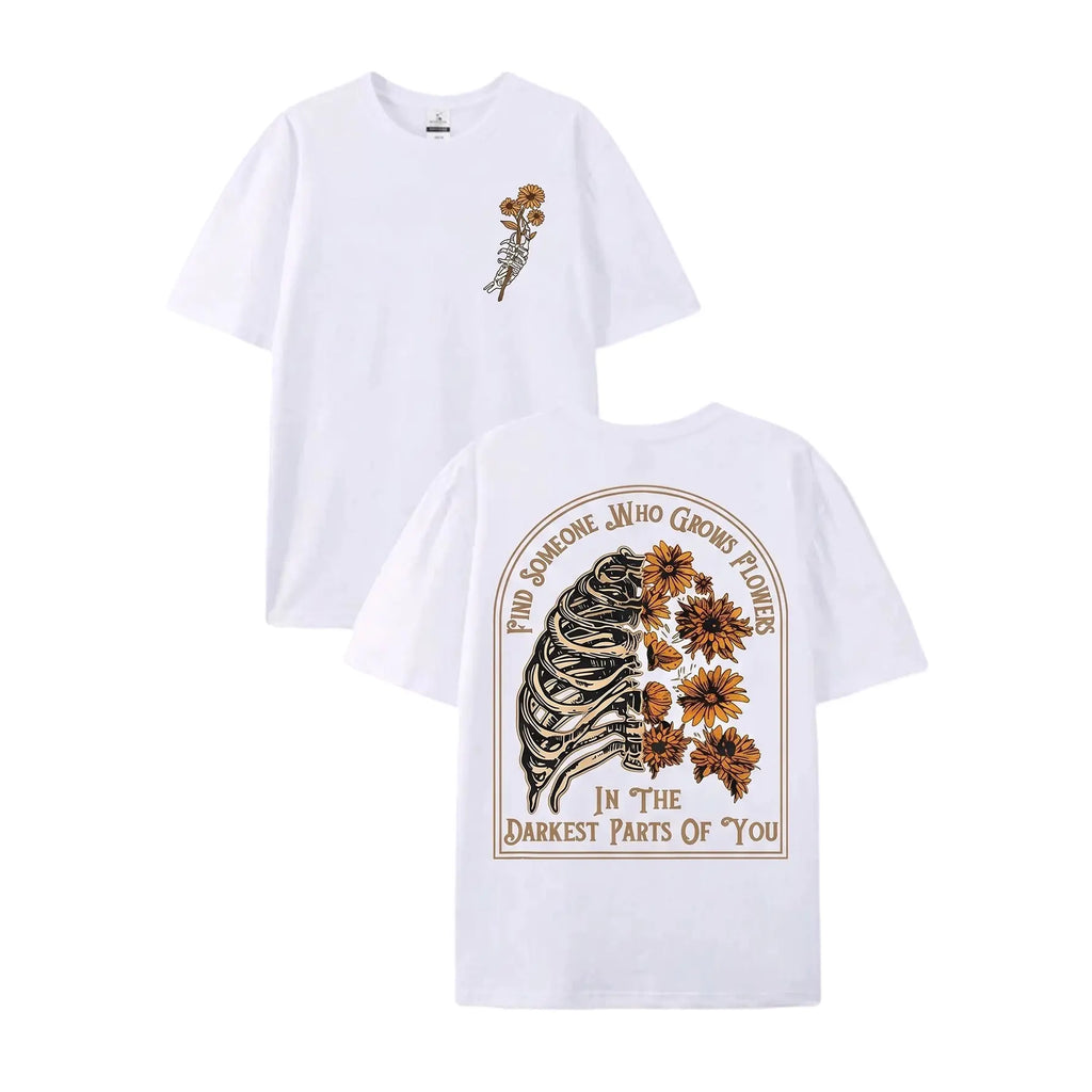 Gothic Romance: "Darkest Parts" Ribcage & Sunflower Streetwear Tee